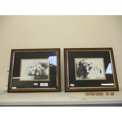 341 - Two framed Edmund Blampied pictures