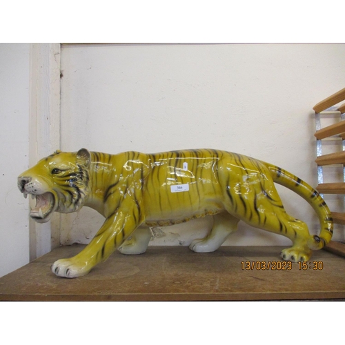 346 - A large ceramic model of a tiger