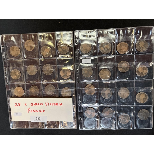 363 - Twenty eight assorted Queen Victoria Pennies