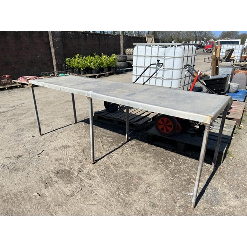 104 - A steel and aluminium work table