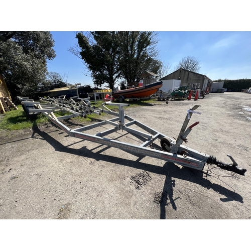 25 - A SBS Trailers tandem axle galvanised boat trailer to suit circa 8m vessel