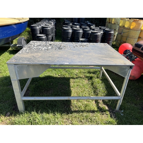 27 - A stainless steel and aluminium preparation table