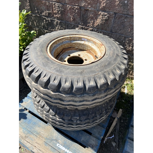 64 - A pair of 12.5/80-18 trailer/implement wheels and tyres