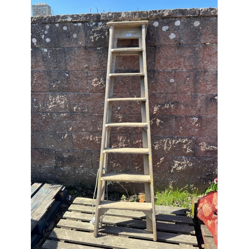 72 - A vintage wooden eight tread step ladder