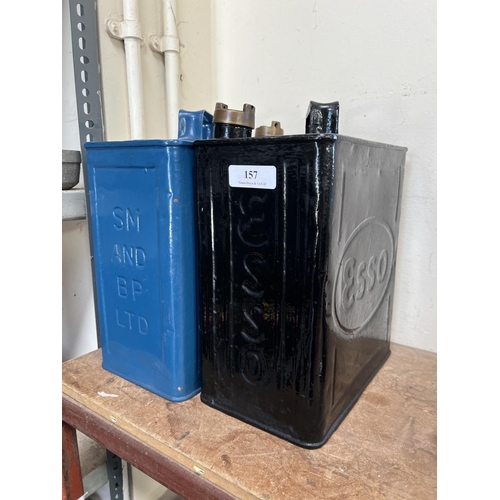 157 - Two vintage petrol cans by Shell and Esso
