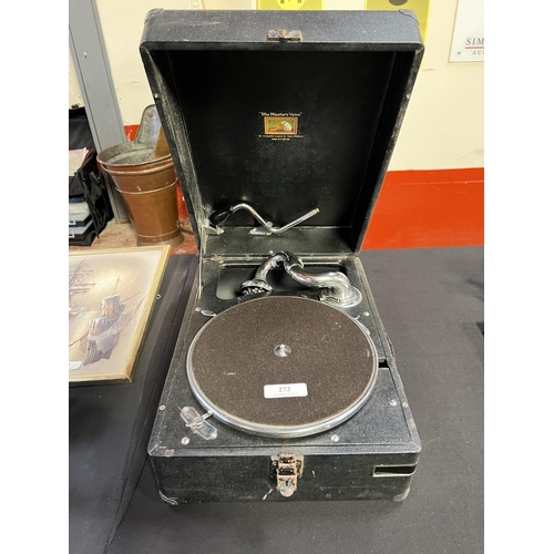 272 - A vintage His Master's Voice portable gramophone