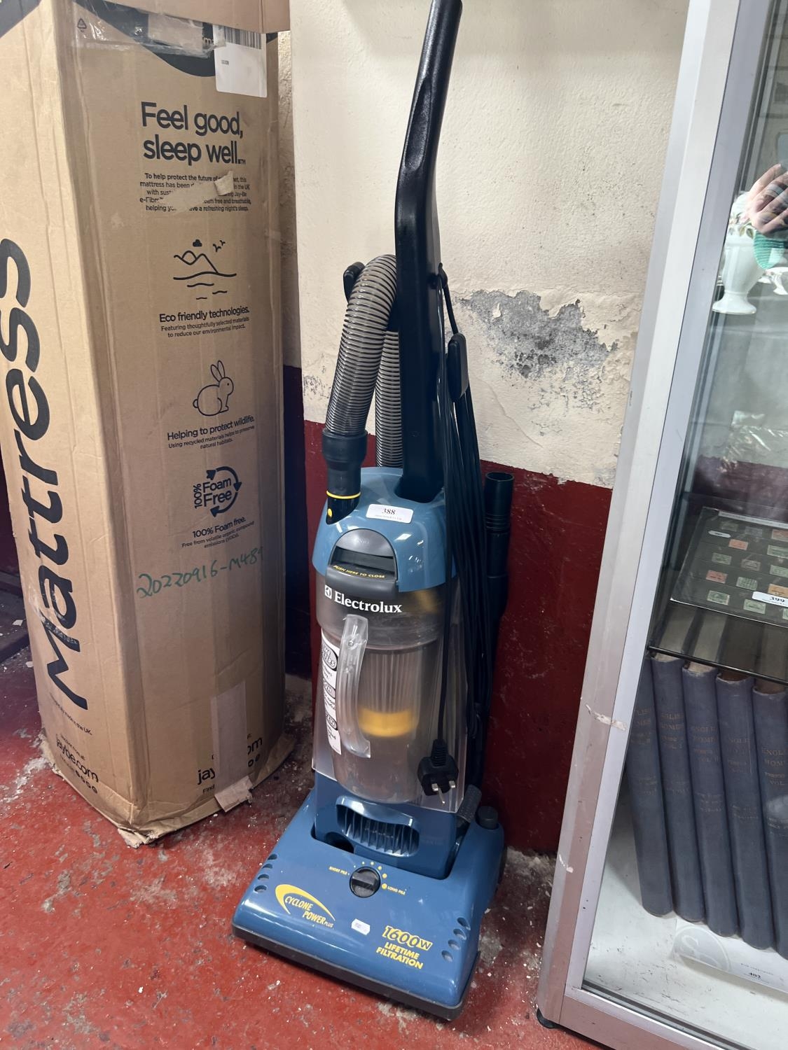 An Electrolux Cyclone Power Plus upright vacuum cleaner