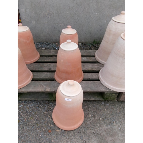 53 - Three terracotta rhubarb bells modelled in the Victorian style