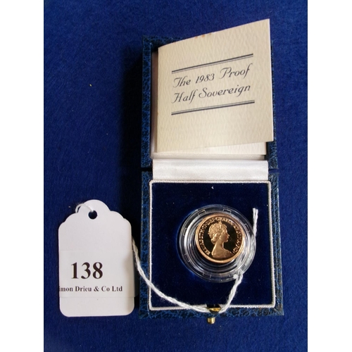 138 - A 1983 proof gold half sovereign