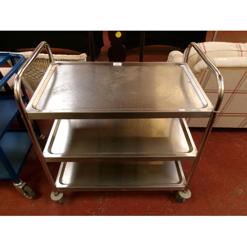 266 - A stainless steel three tier catering trolley