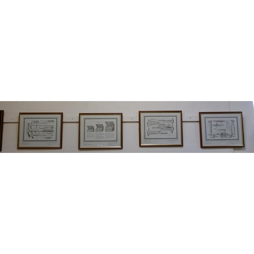 296 - A framed set of four tooling cataloguing prints = limited edition