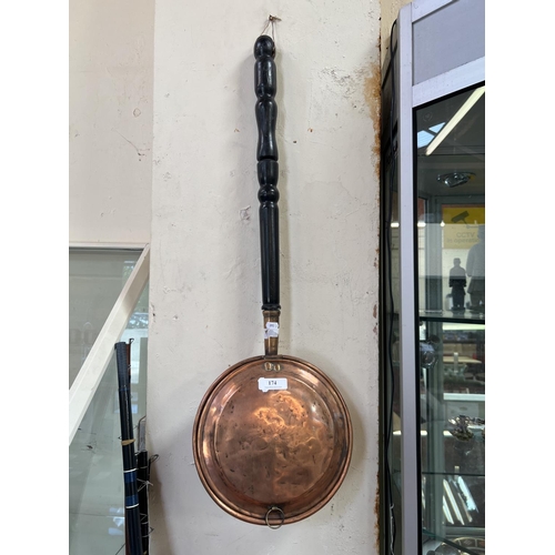 174 - A copper bed warming pan