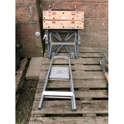 48 - A Black & Decker workmate together with a two tread ladder