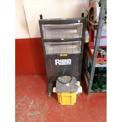 146 - A Birchwood Rhino 110 volt portable heater together with a 110 volt transformer