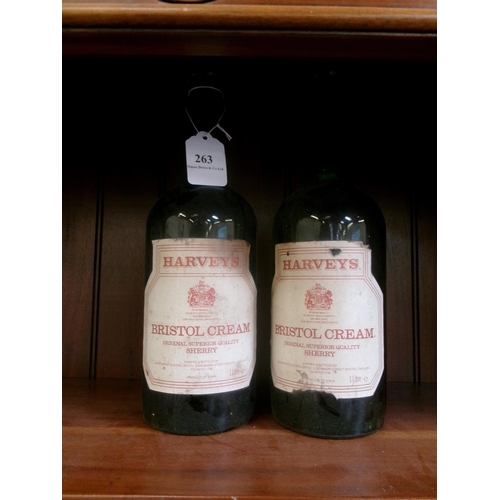 263 - Two 1L bottles of Harvey's British Cream Sherry