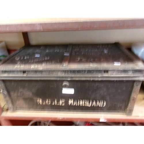 457 - A vintage deed box inscribed RC Le Marquand