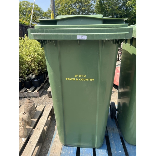 47 - A green PVC wheelie bin