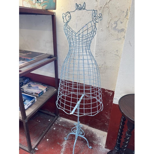 367 - A wire work female torso on stand