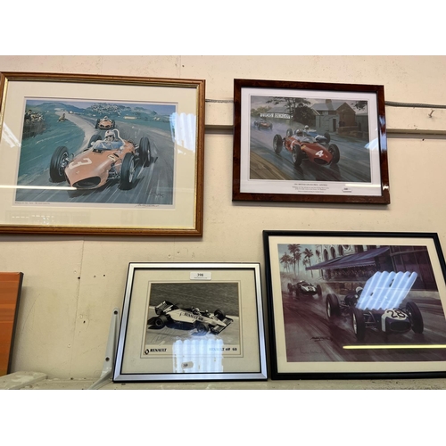 398 - Four prints pertaining to motor racing