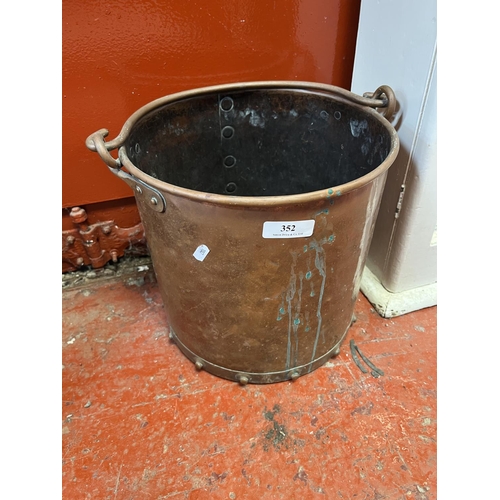 352 - A nineteenth century copper coal bucket