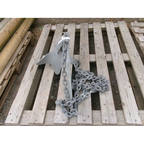 38 - A galvanised anchor and warp