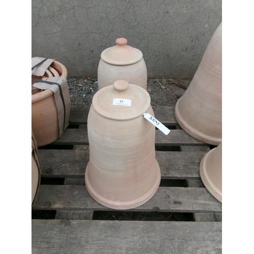 61 - A pair of terracotta rhubarb bells modelled in the Victorian style