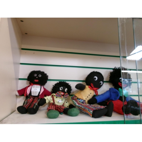 170 - Four character soft toy dolls