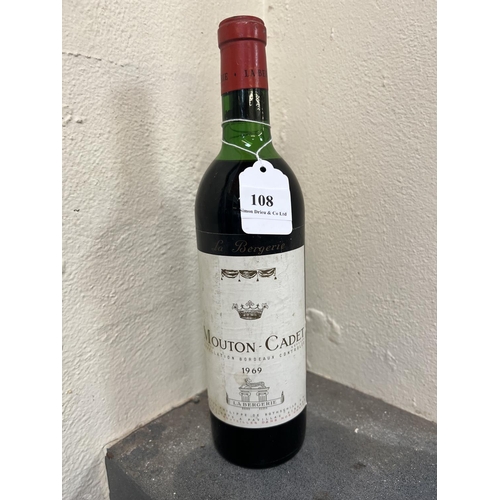 108 - A bottle of 1969 Mouton-Cadet La Bergerie Baron Philippe de Rothschild Bordeaux