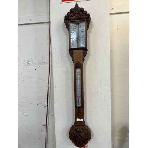 132 - An early Victorian oak cased stick barometer by Messrs. H. Prickett of Gouldhurst