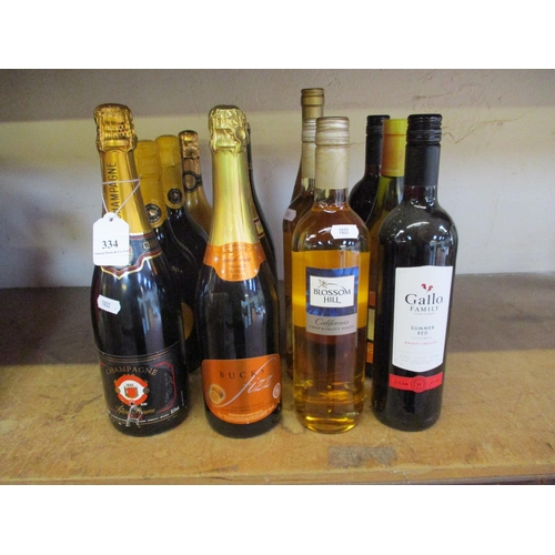 334 - Assorted wines and champagnes