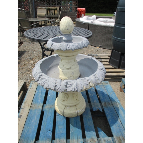 39 - A reconstituted stone two tier water feature