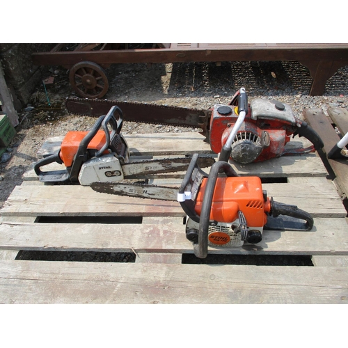 42 - A Stihl 017 chainsaw, a Stihl MS170 chainsaw together with a Remington chainsaw