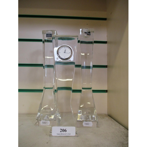 206 - A John Rocha Waterford crystal clock and garniture