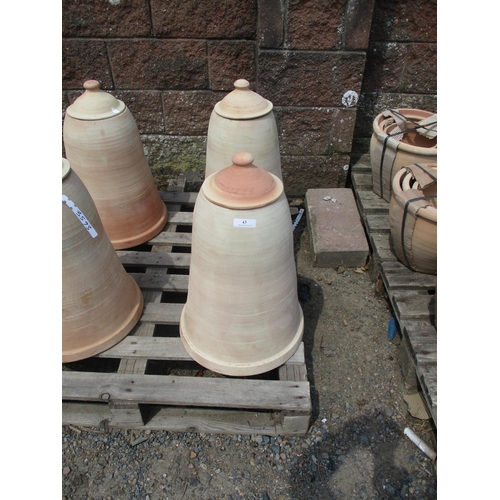 43 - A pair of terracotta rhubarb bells modelled in the Victorian style