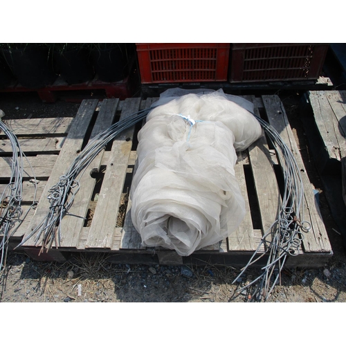 91 - A bundle of galvanised cloche hoops complete with insect netting