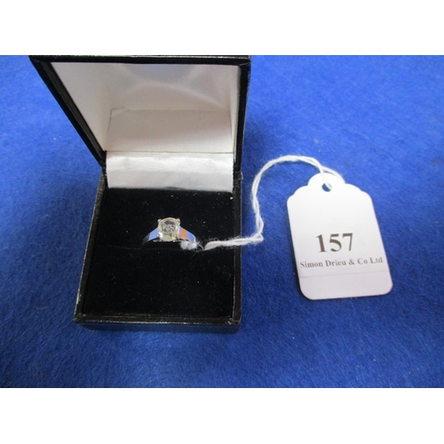 157 - An 18 carat white gold solitaire diamond ring (size O)