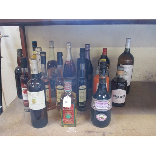 408 - A varied accumulation of liqueurs, wines, champagnes and spirits