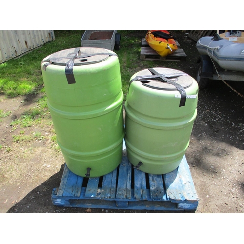 28 - Two green PVC water butts