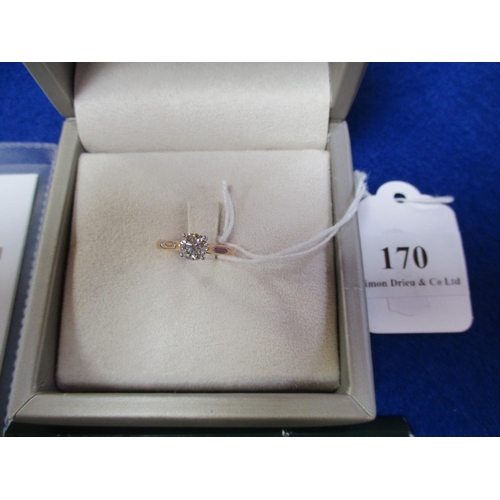 170 - An 18 carat gold solitaire round brilliant cut diamond ring (F colour, S11 clarity) (size J)