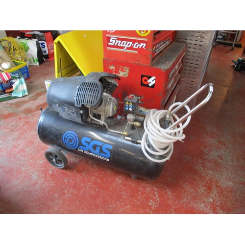 103 - An SGS 100L V-twin portable workshop compressor