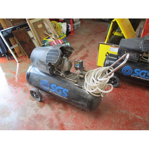 104 - An SGS 100L V-twin portable workshop compressor