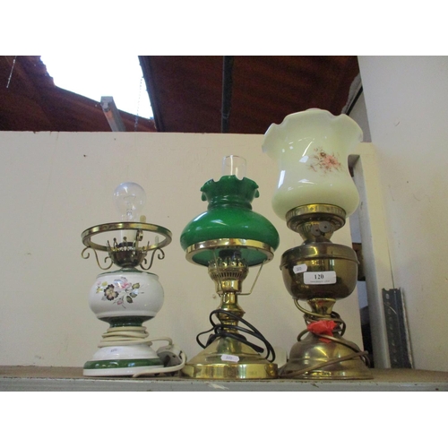 120 - Three paraffin oil lamps now converted to electricity