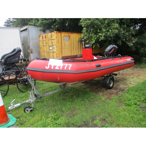 22 - A Mission Craft Master 460 rigid inflatable JY2777 with Suzuki DS 15 four stroke electric start outb... 