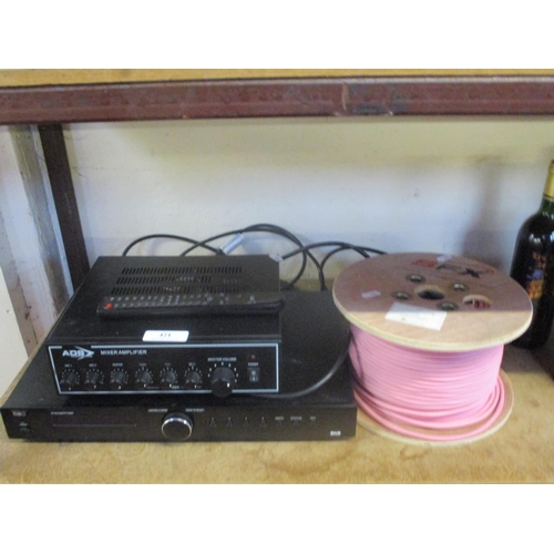 421 - A Tib TI420 DAB/FM tuner together with an ADX mixer amplifier and a roll of cable