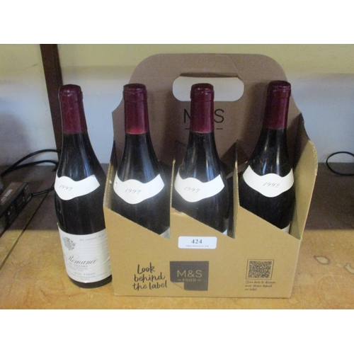 424 - Four bottles of 1992 Vosne-Romanee Burgundy wine