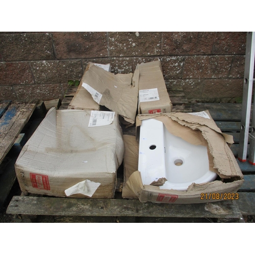 40 - Two wash hand basins complete with pedestals - new