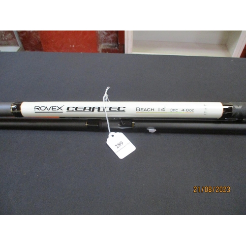 289 - A Rovex Ceratec 14' three piece beach caster fishing rod