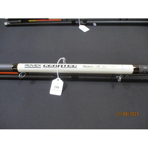 290 - A Rovex Ceratec 14' three piece beach caster fishing rod