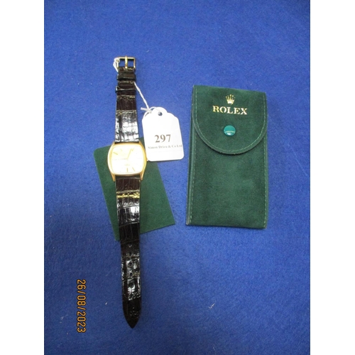 297 - A mid century Rolex Cellini 18 carat yellow gold model 3805 wrist watch on leather strap