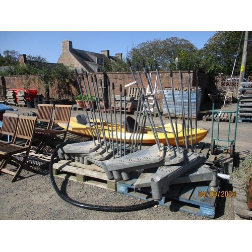 56 - A galvanised thirteen tread spiral staircase complete with hand rail and balustrades (2.8m high)